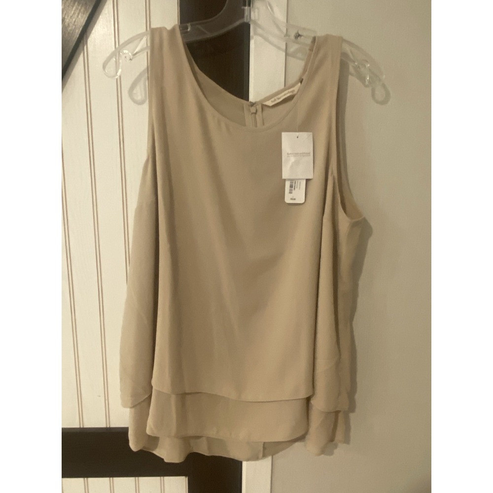 Soft Surroundings Womens Jubilee Tank Sand Dune Beige Split Back Size Large NWT